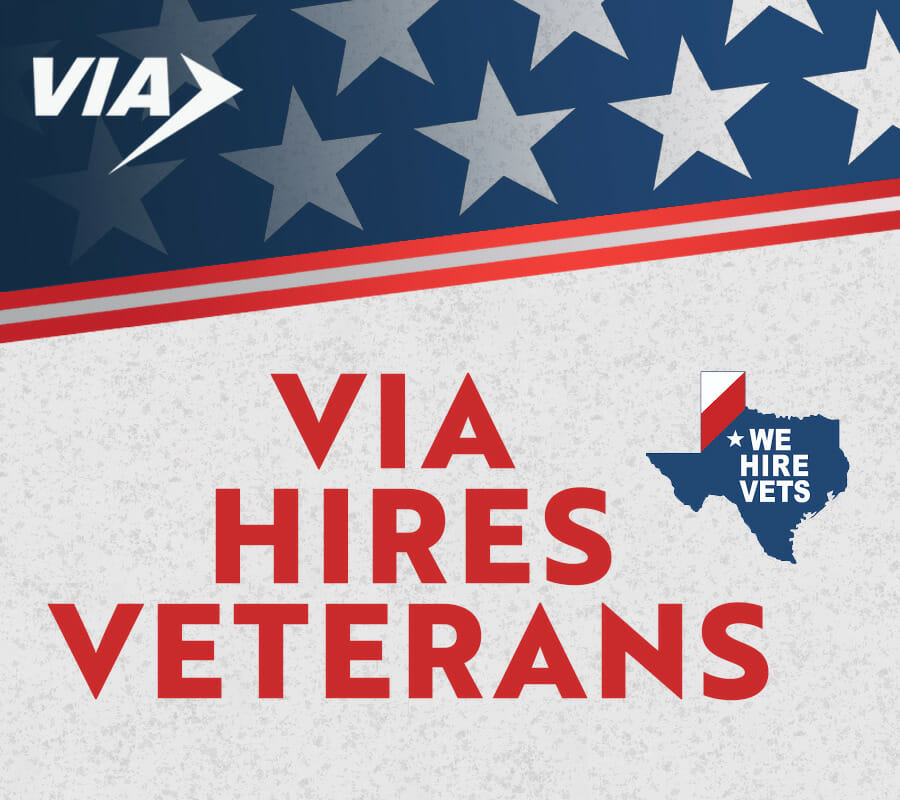 Image of VIA Hires Veterans graphic