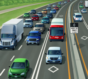 Image: Illustration of HOV lanes