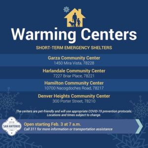 Image: City of San Antonio Warming Center Locations