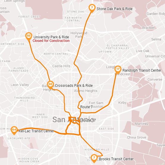 VIA Express Service Map