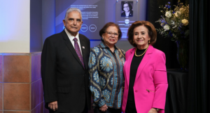 Hall of Honor - Hope Andrade with VIA Chair Fernando Reyes and his wife Norma.