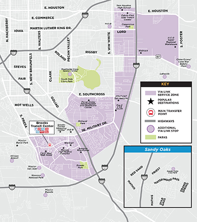 VIA Link Southeast Zone map