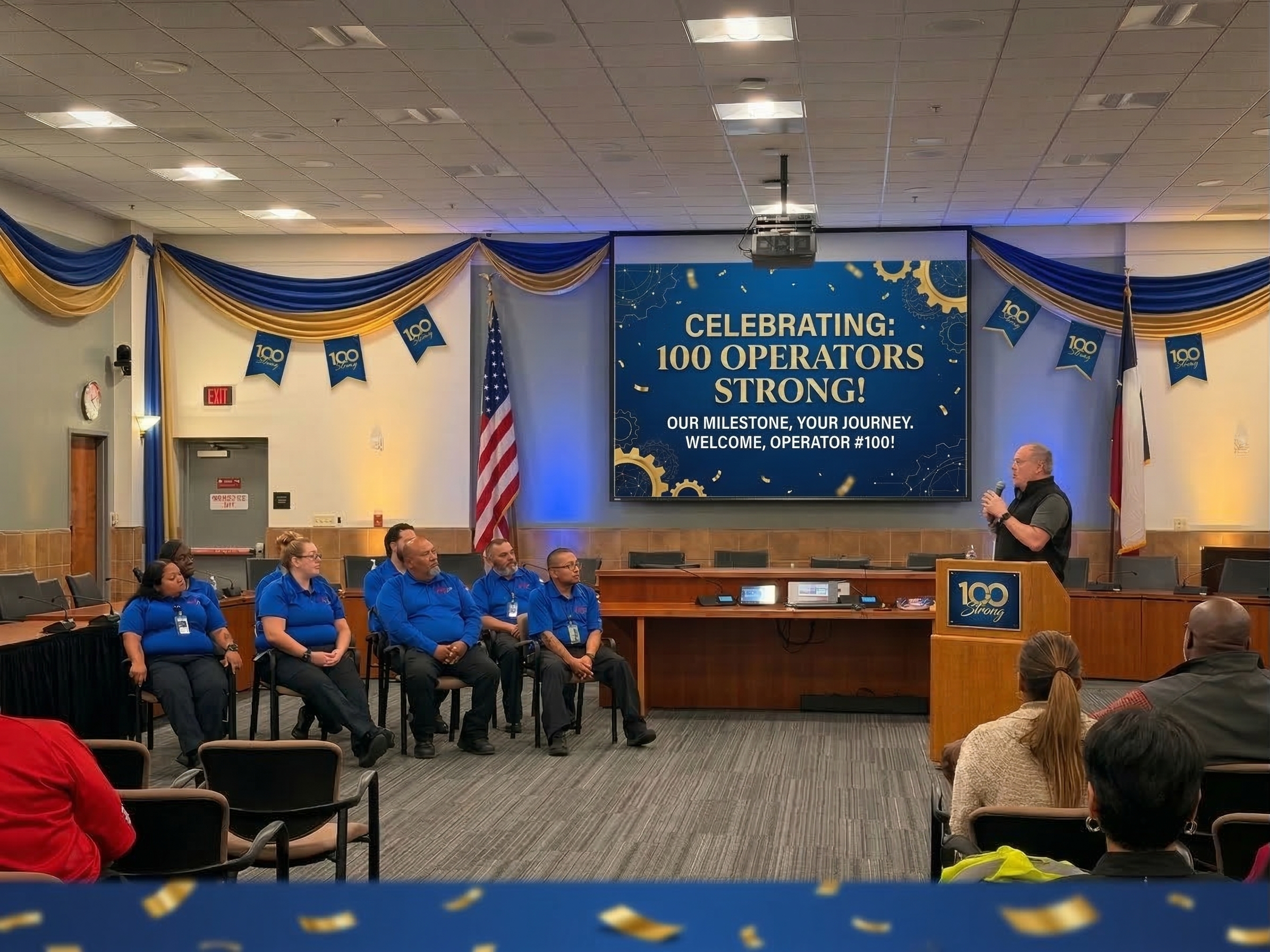 VIA operators and frontline staff standing together in support of expanded service