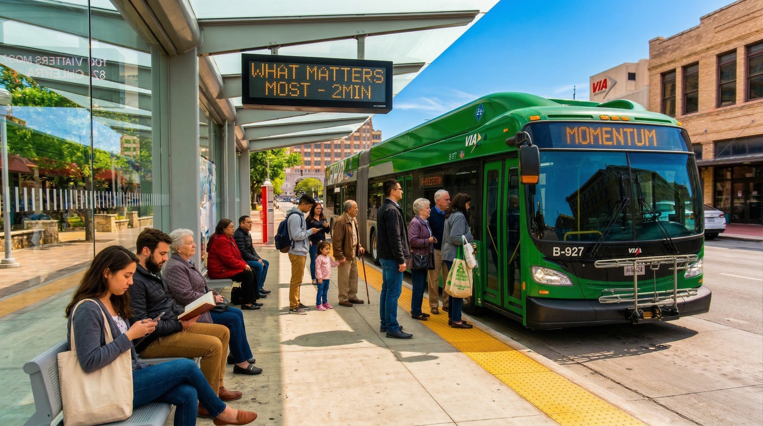 VIA Rapid vehicle in service along a major corridor