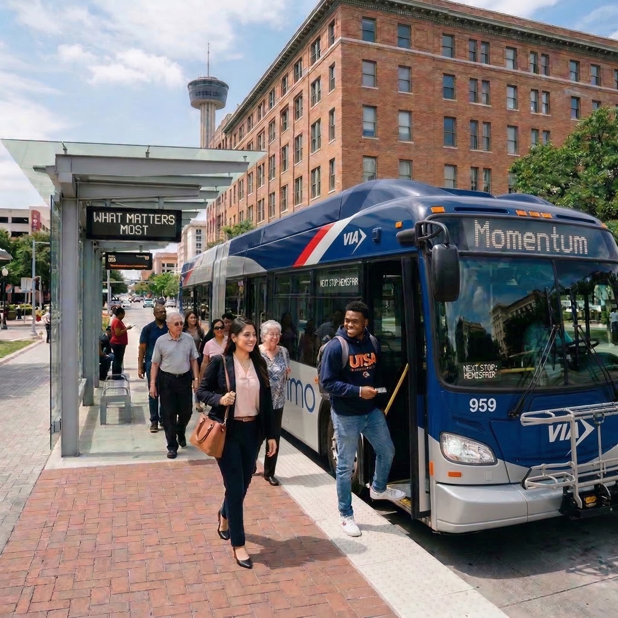 VIA bus service moving through San Antonio