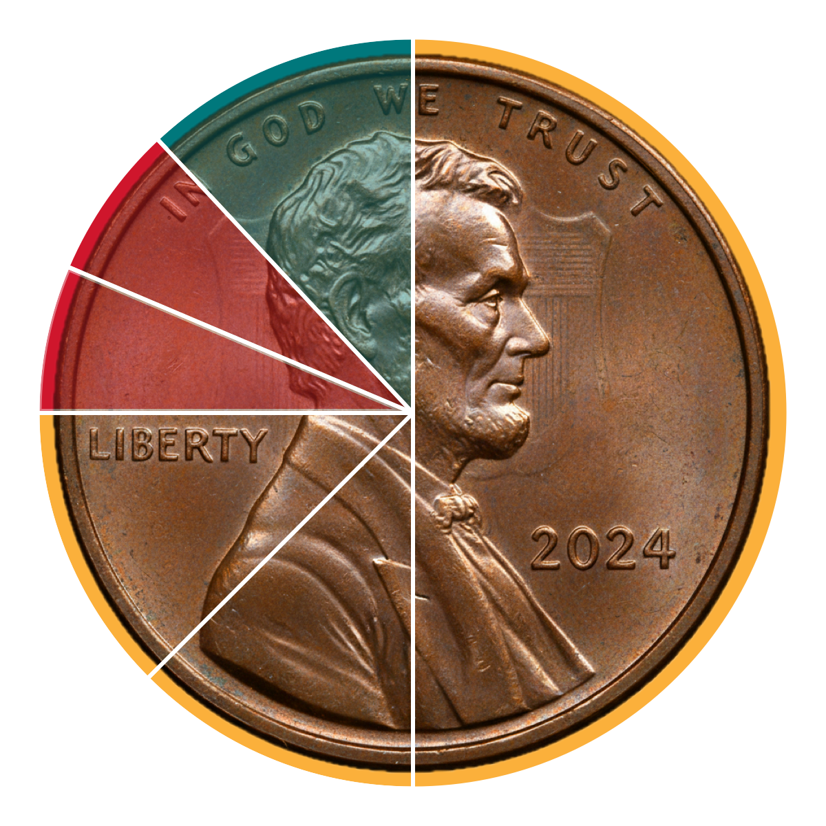 Illustrated penny graphic showing the allocation of the 1 cent local option sales tax