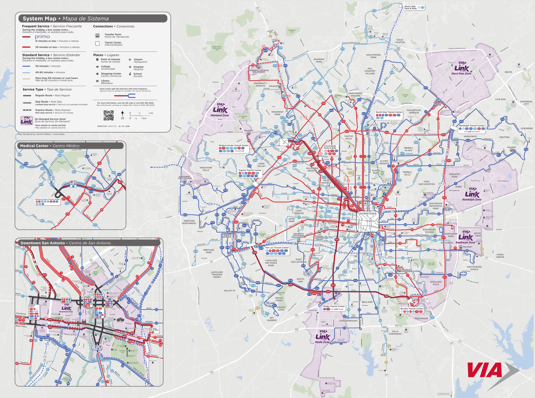 VIA service area map showing service coverage across member cities