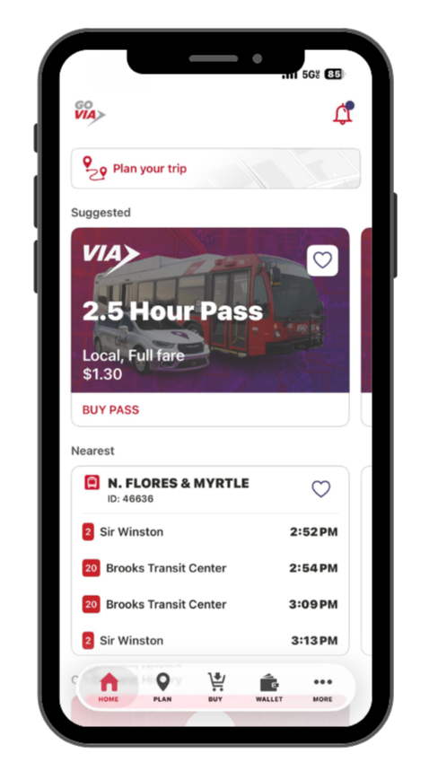 GO VIA_Home Screen